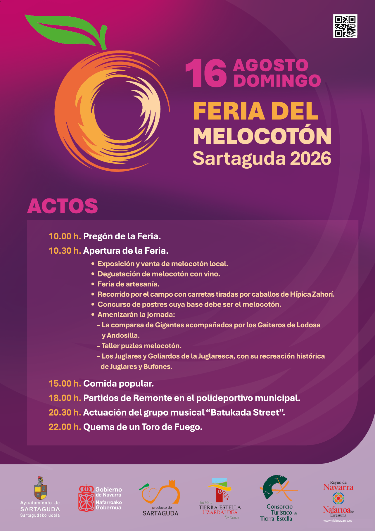 Cartel y programa Feria del Melocotón de Sartaguda 2026