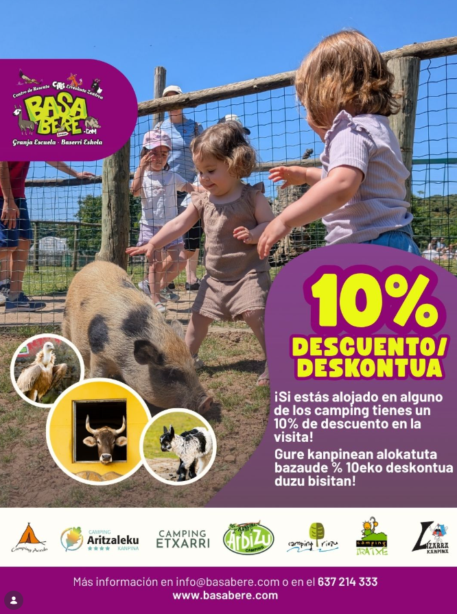 Descuento en entradas a Basabere si te alojas en los campings de la zona