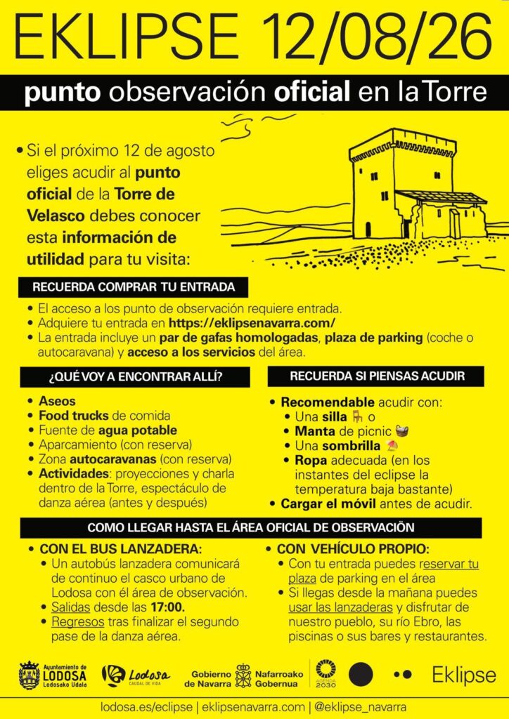 Servicios en el eclipse en la Torre Velasco en Lodosa