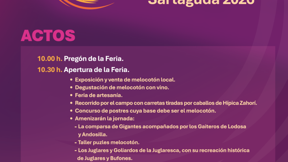 Cartel y programa Feria del Melocotón de Sartaguda 2026