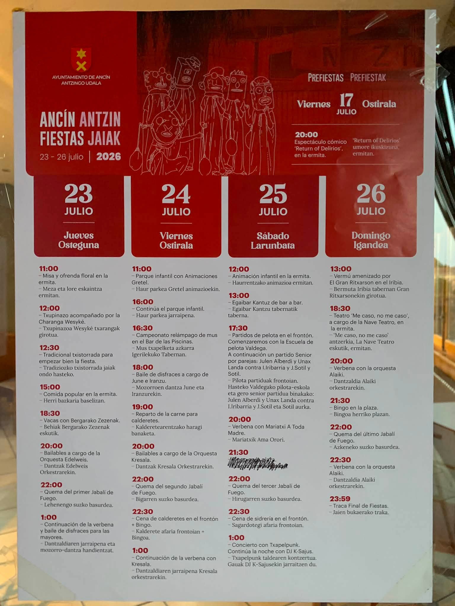 Cartel y programa fiestas de Ancín