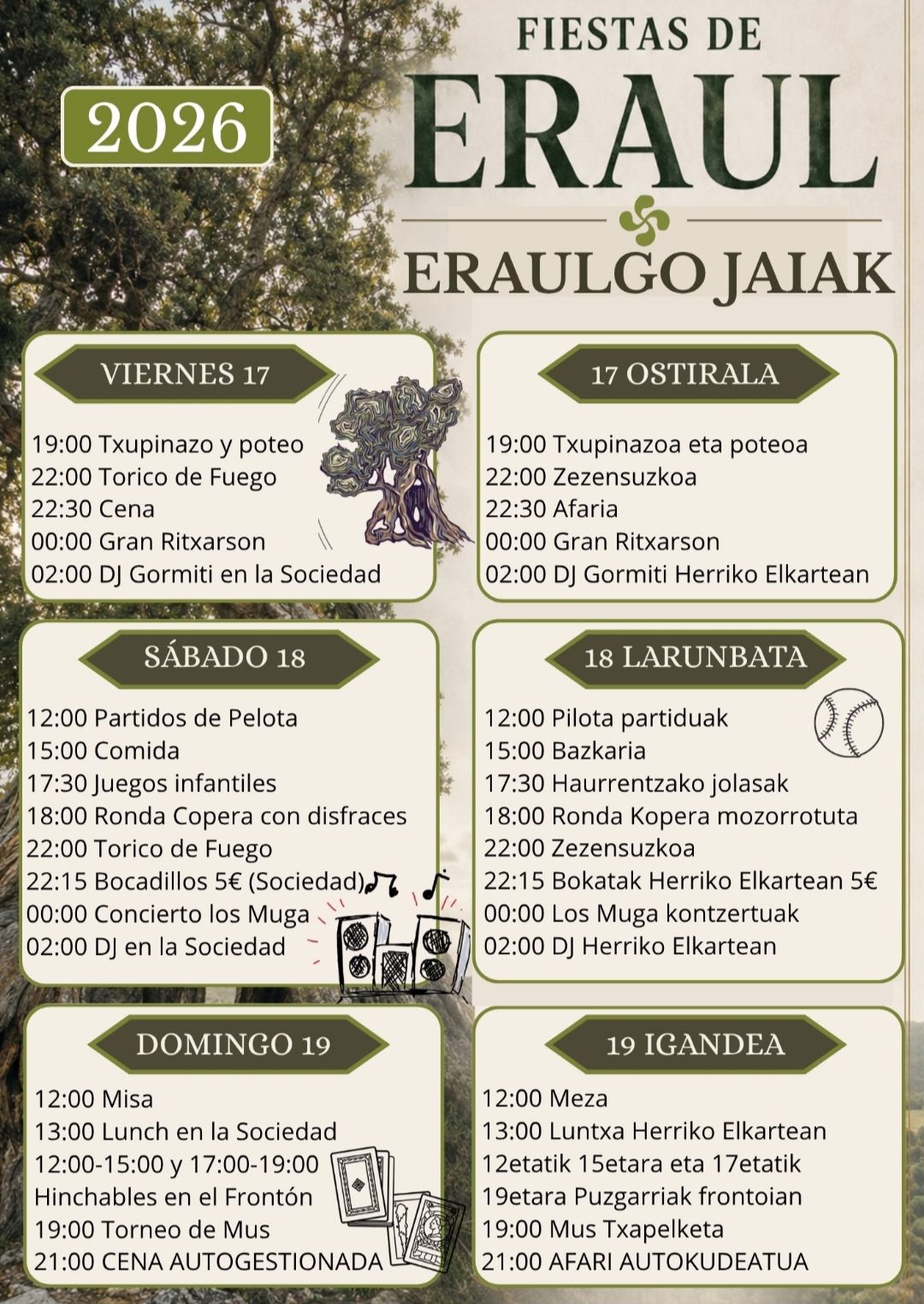 Cartel y programa fiestas de Eraul