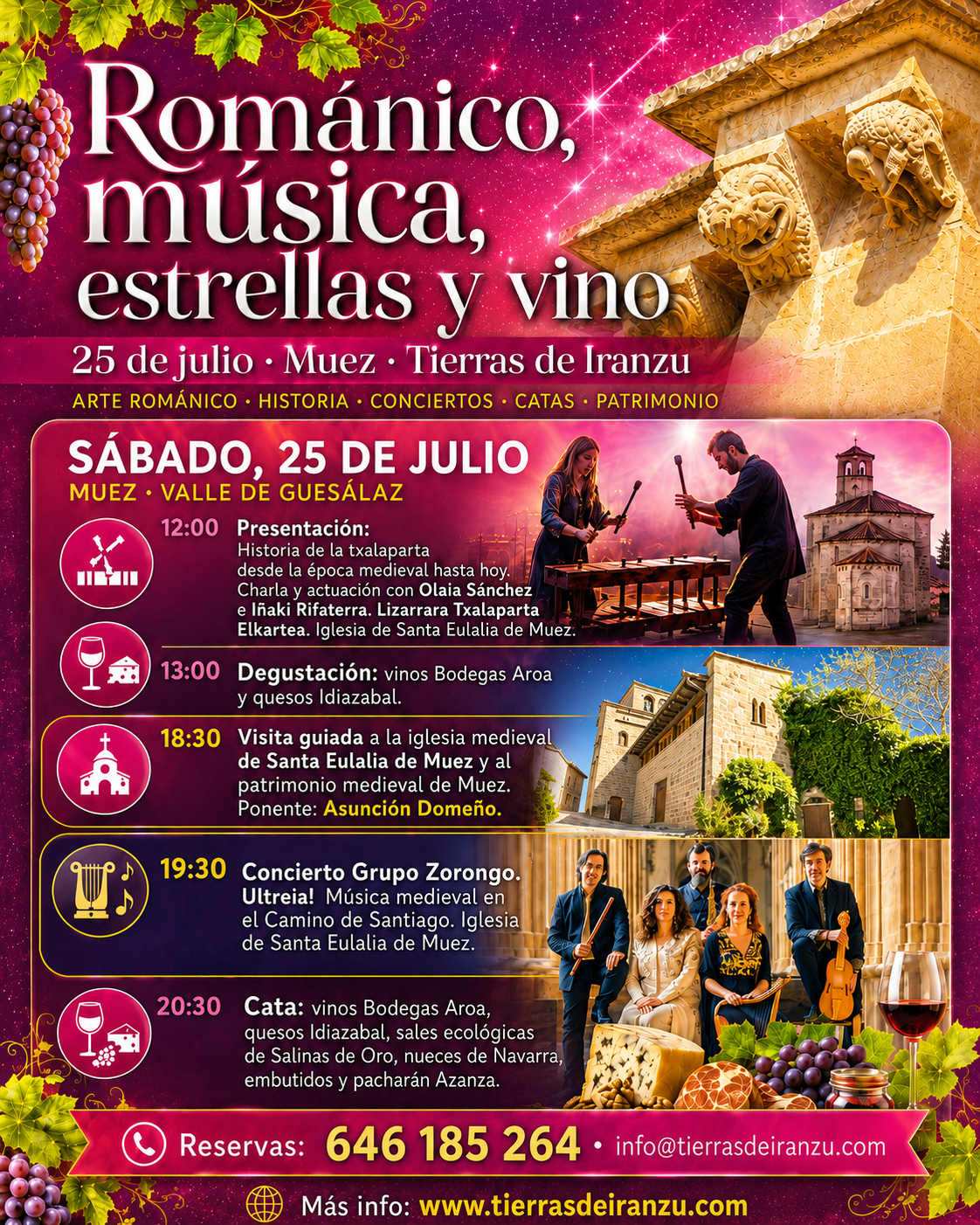 Cartel actividad Románico, música, estrellas y vino el 25 de julio en Tierras de Iranzu