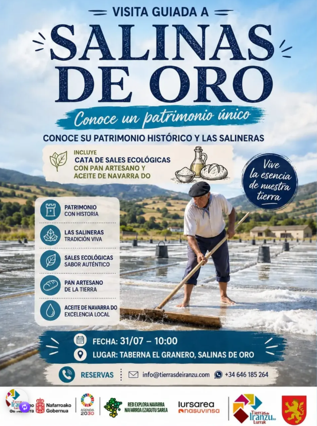 Cartel visita guiada y degustación en Salinas de Oro