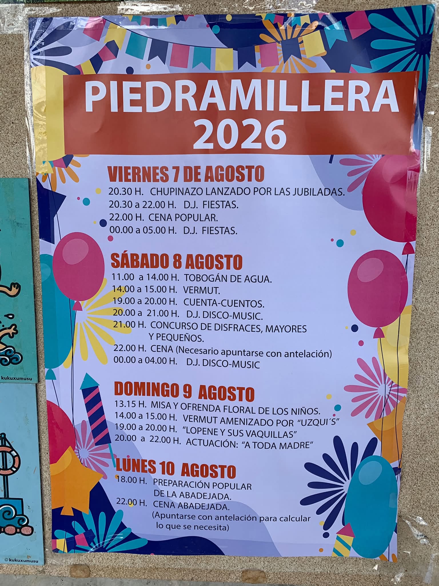 Cartel y programa Fiestas de Piedramillera