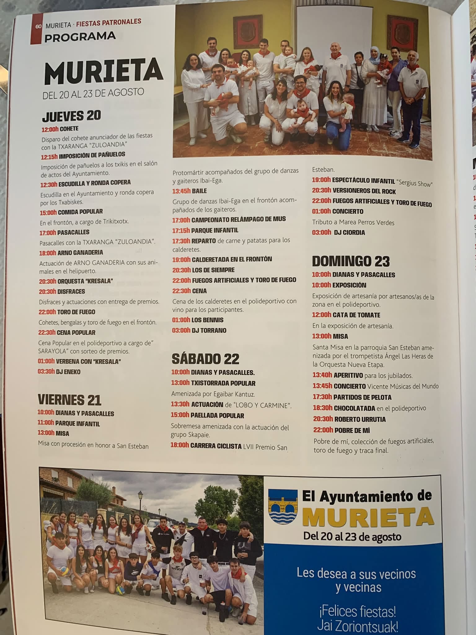 Programa fiestas de Murieta 2026