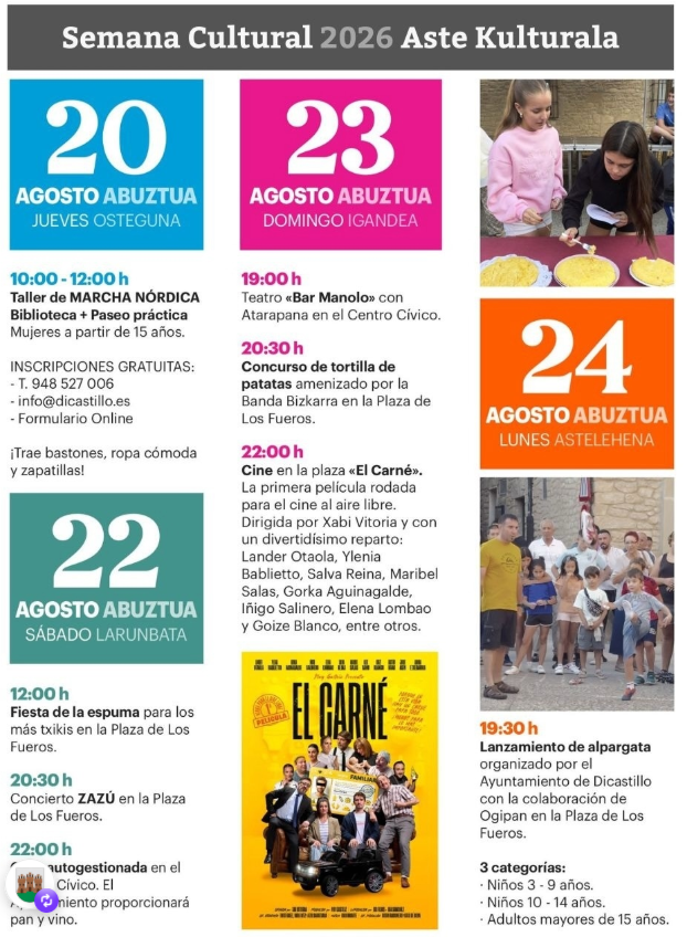 Cartel programación cultural en Dicastillo