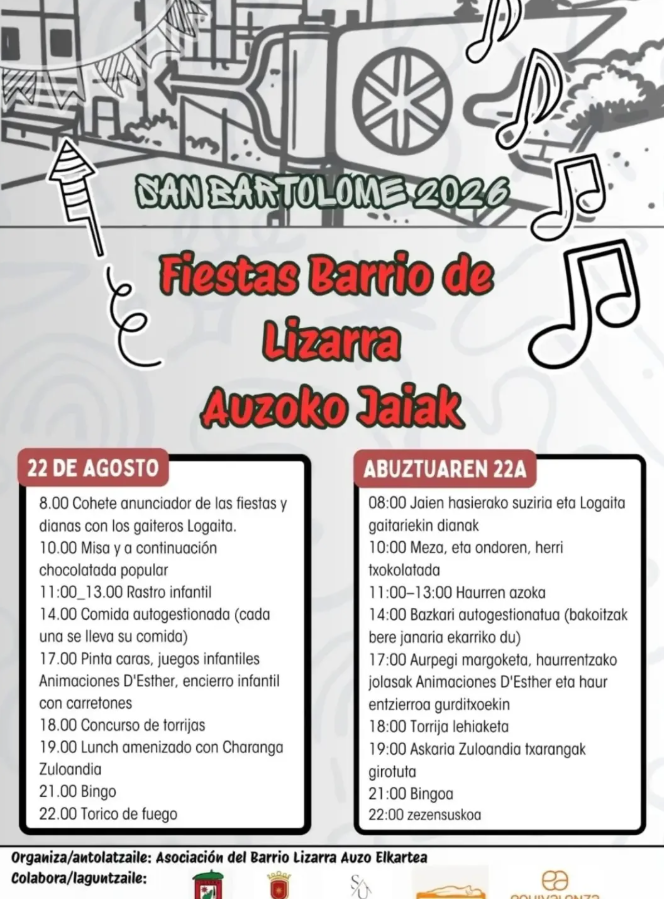 Cartel y programa fiestas barrio de Lizarra