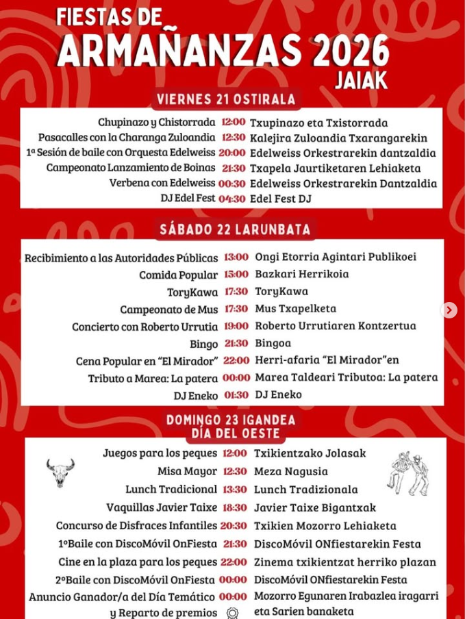 Cartel y programa fiestas de Armañanzas 2026
