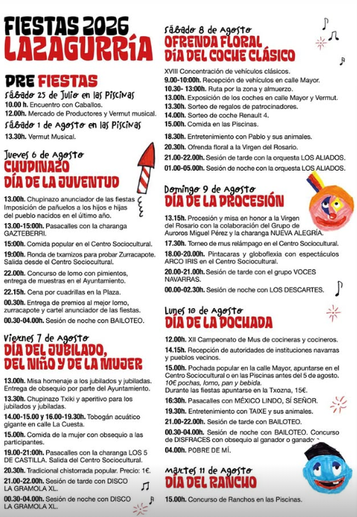Cartel y programa Fiestas de Lazagurría