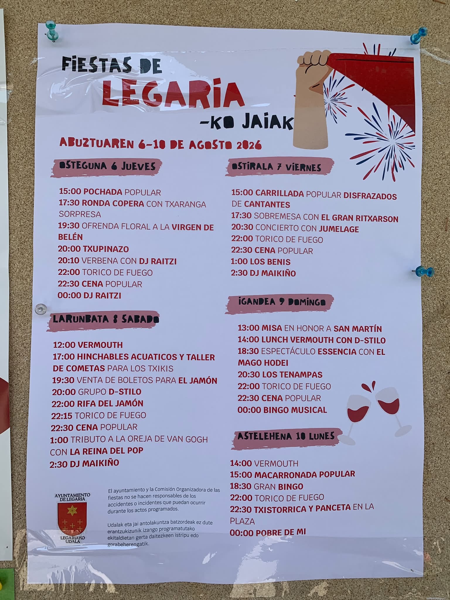 Cartel y programa fiestas de Legaria