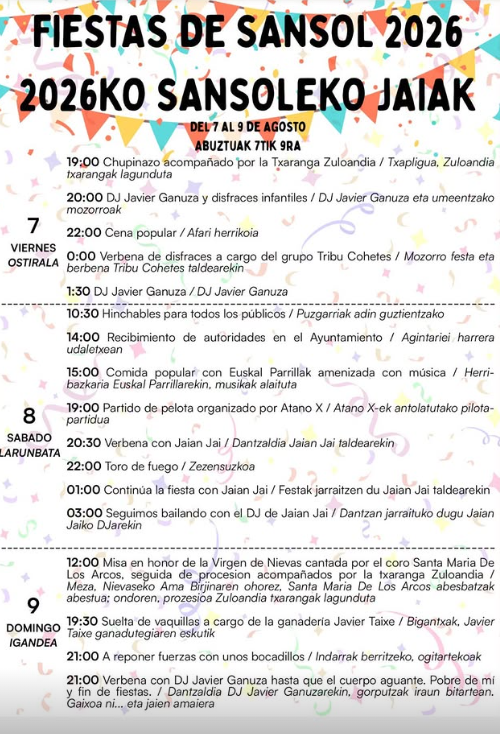Cartel y programa fiestas de Sansol