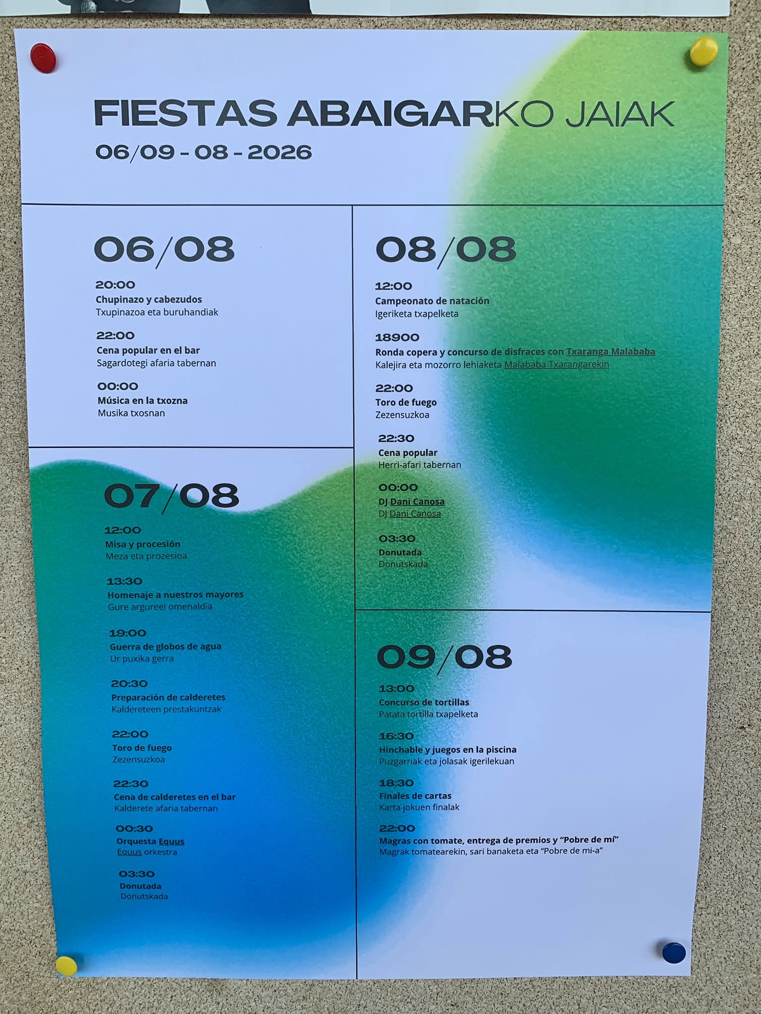 Cartel y programa Fiestas de Abaigar