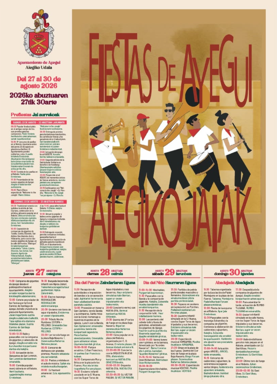 Programa fiestas de Ayegui 2026