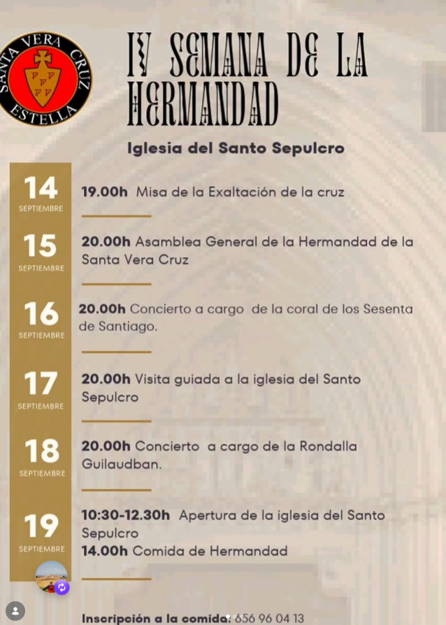 Programa actividades puertas abiertas Santo Sepulcro Estella-Lizarra