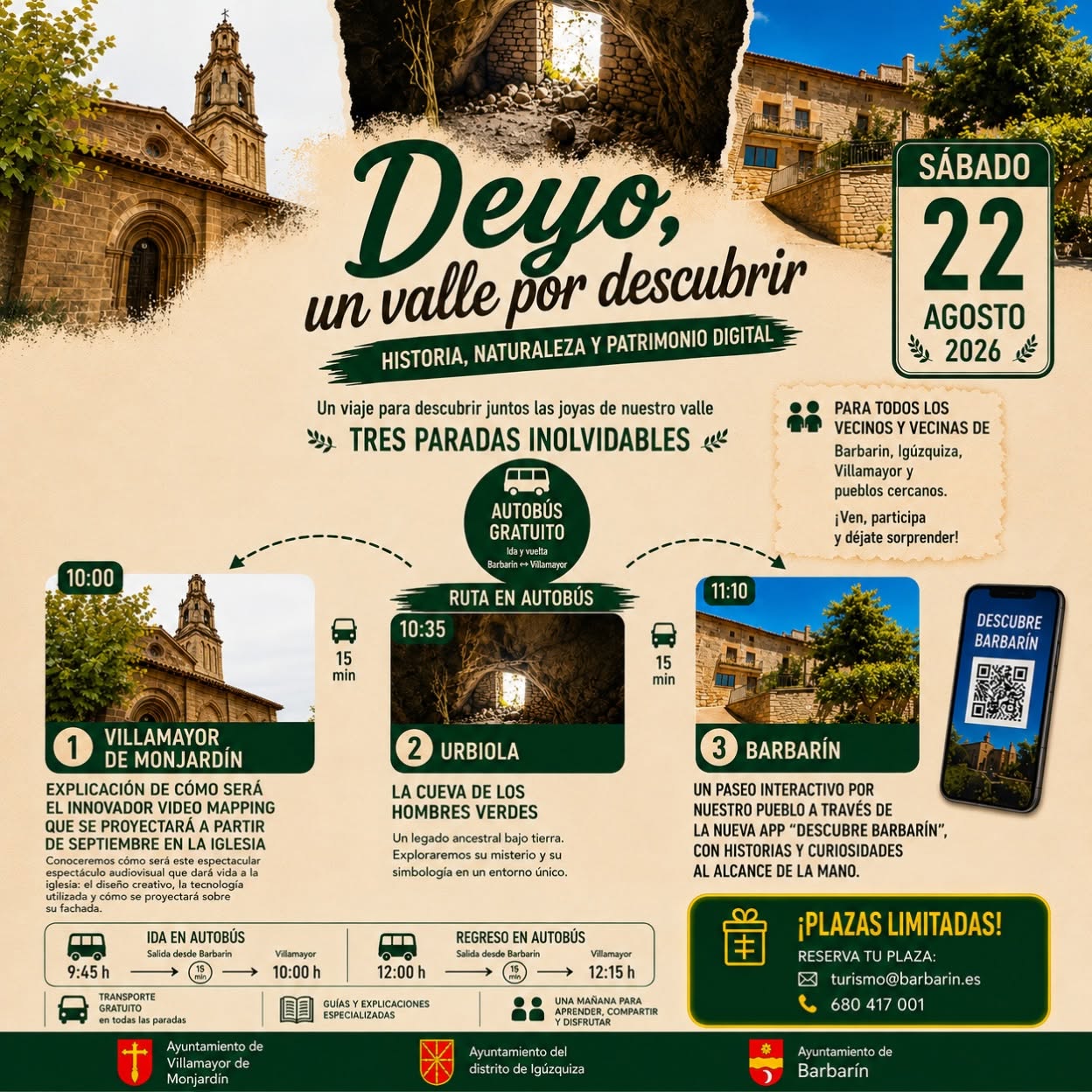 Cartel visita al valle de Deyo: Villamayor, Urbiola y Barbarin