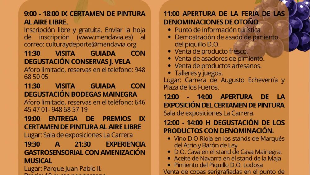 Cartel y programa Denominaciones de Otoño de Mendavia 2026