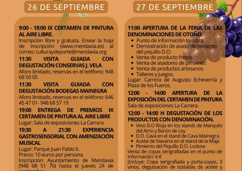 Cartel y programa Denominaciones de Otoño de Mendavia 2026