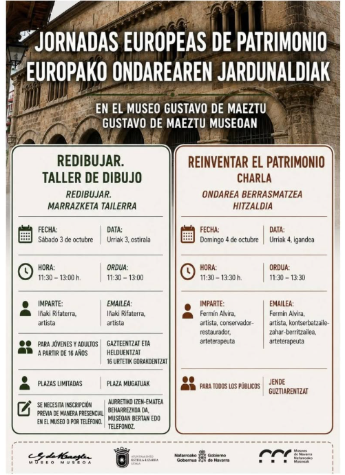 Cartel actividades Jornadas Europeas de Patrimonio en el Museo Gustavo de Maeztu