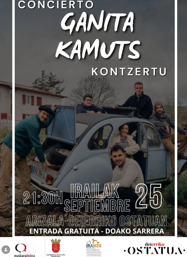 Cartel concierto gratuito Ganita Kamuts en el Ostatu de Arizala
