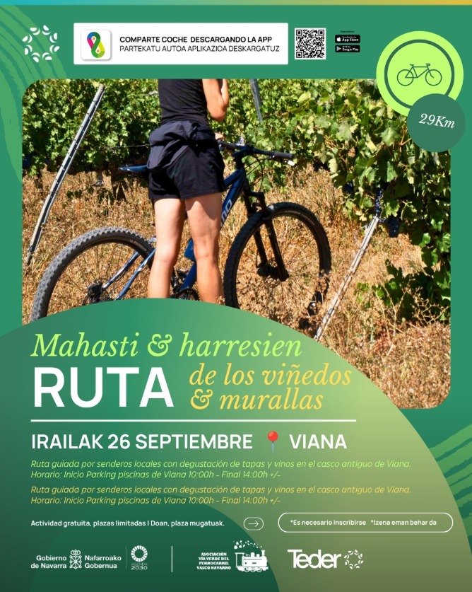 Cartel ruta de viñedos y murallas con degustación en Viana