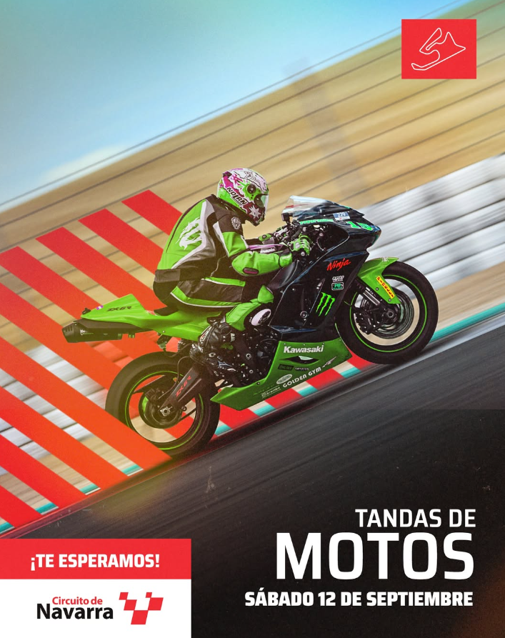 Cartel tandas de motos en el Circuito de Navarra de Los Arcos
