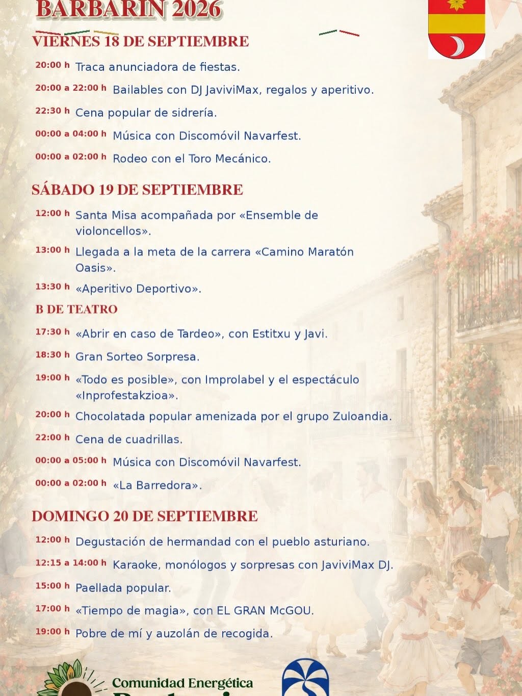 Programa fiestas de Barbarin 2026