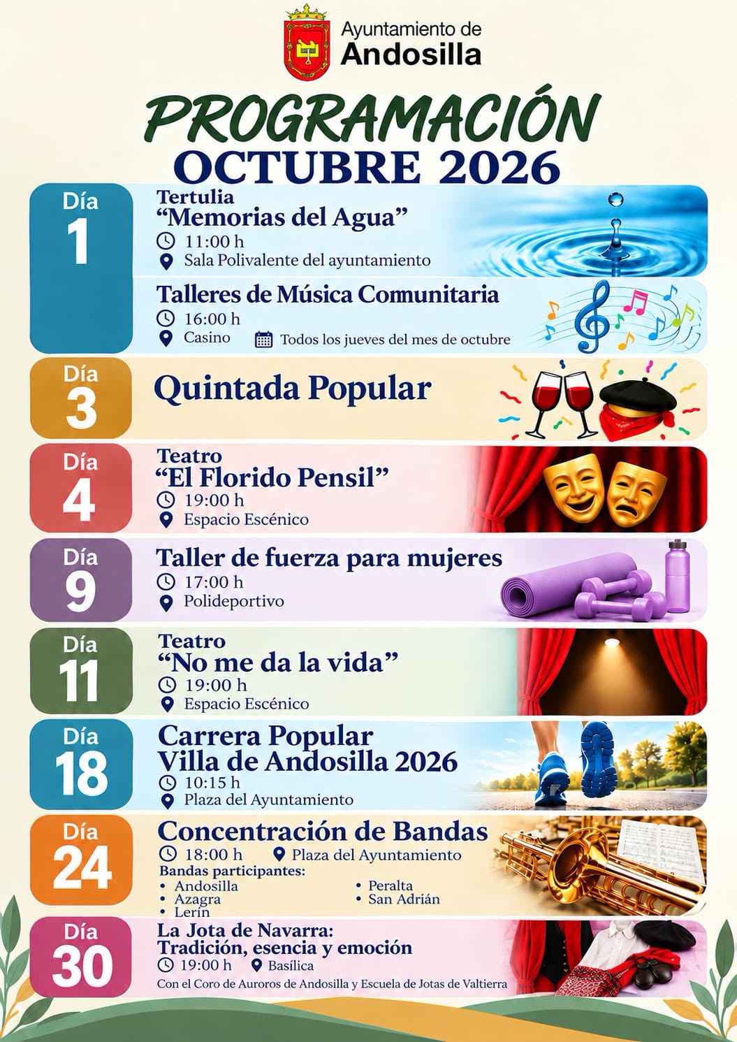 Cartel programación cultural de octubre en Andosilla