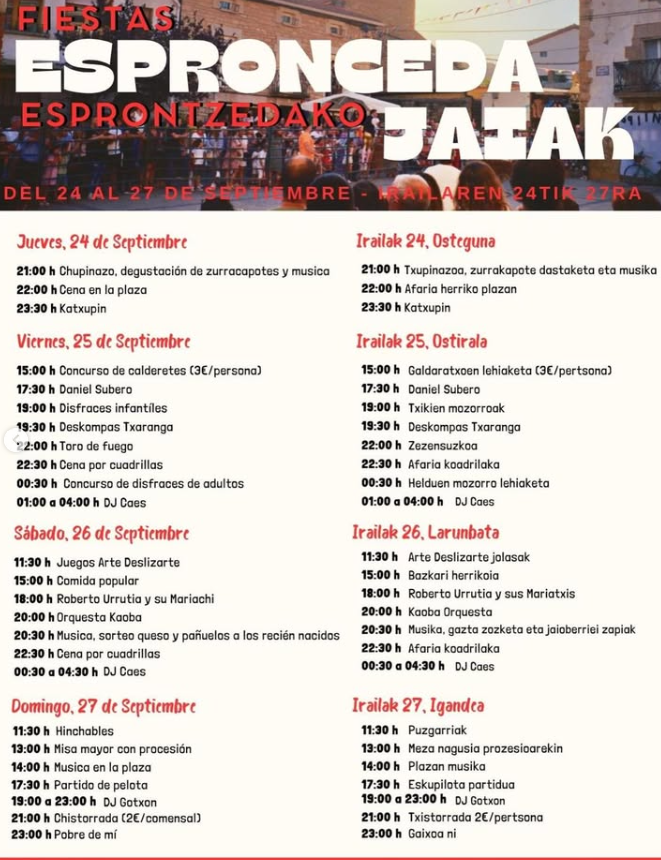 Programa fiestas de Espronceda 2026