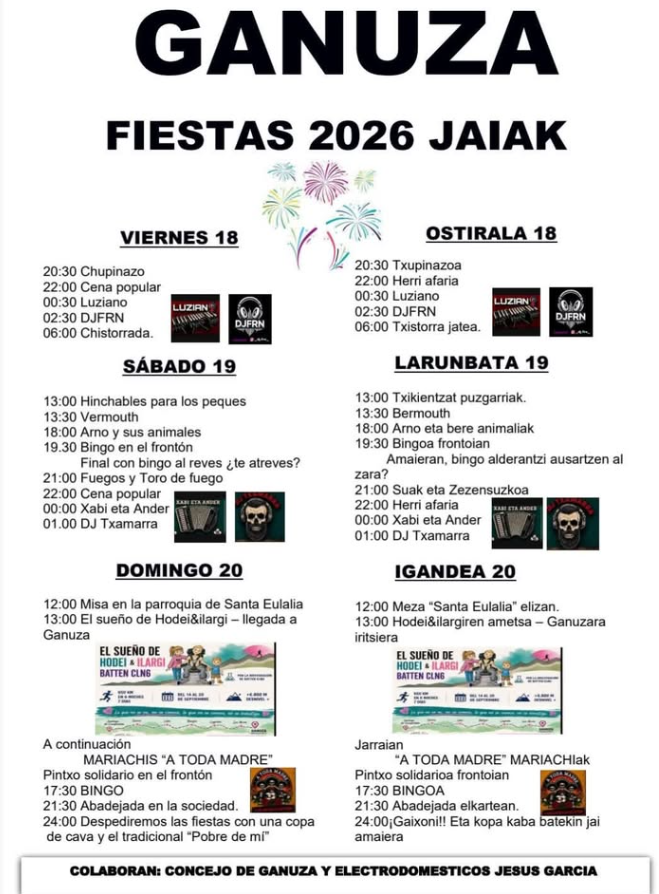 Programa fiestas de Ganuza 2026