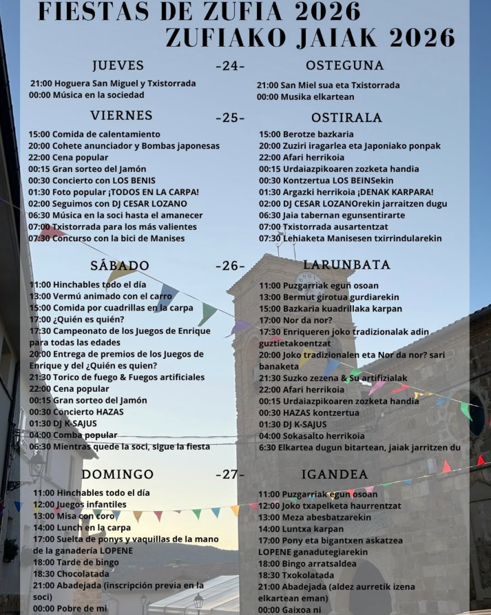 Programa fiestas de Zufía 2026