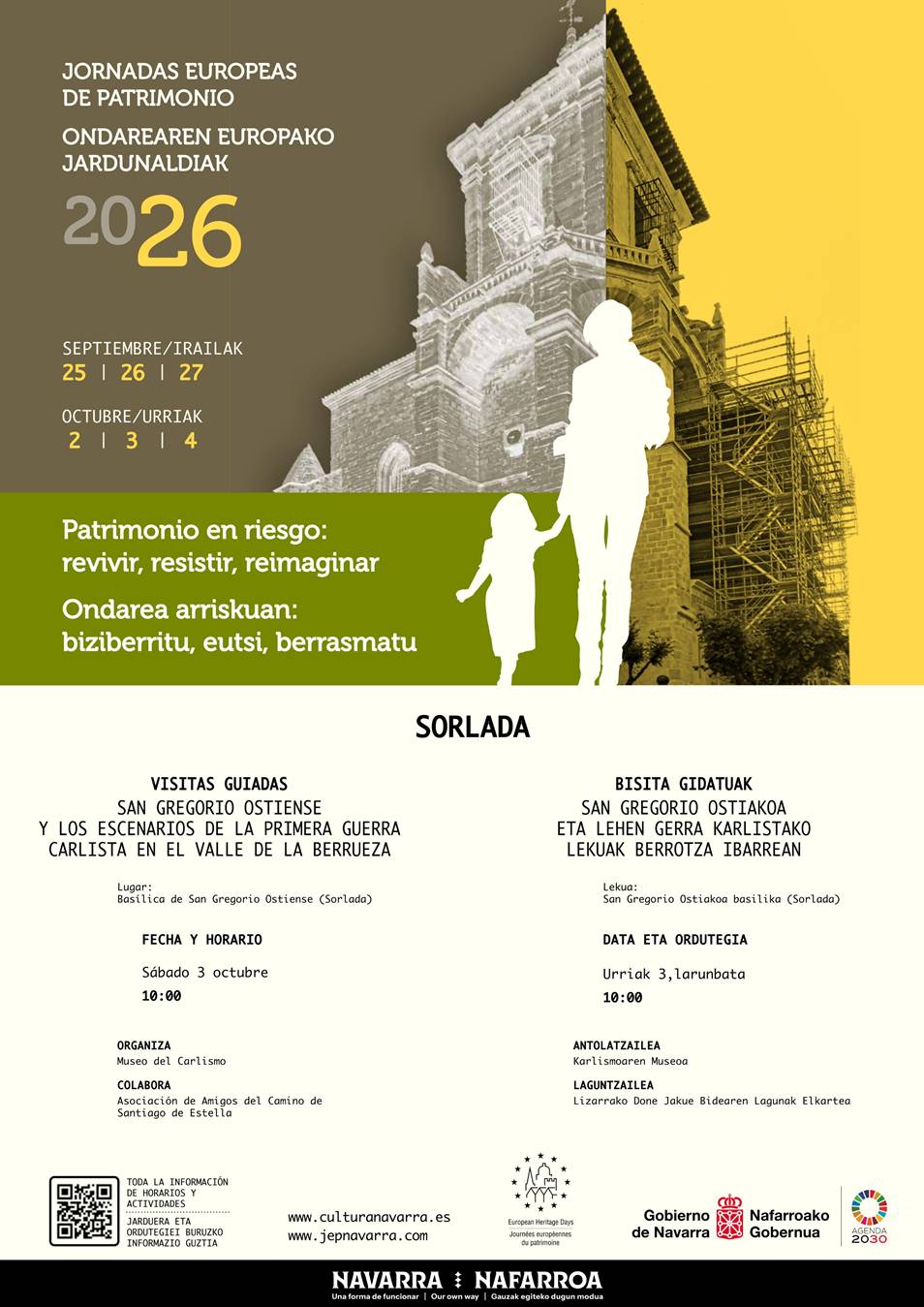 Cartel visita guiada gratuita a San Gregorio Ostiense con el Museo del Carlismo
