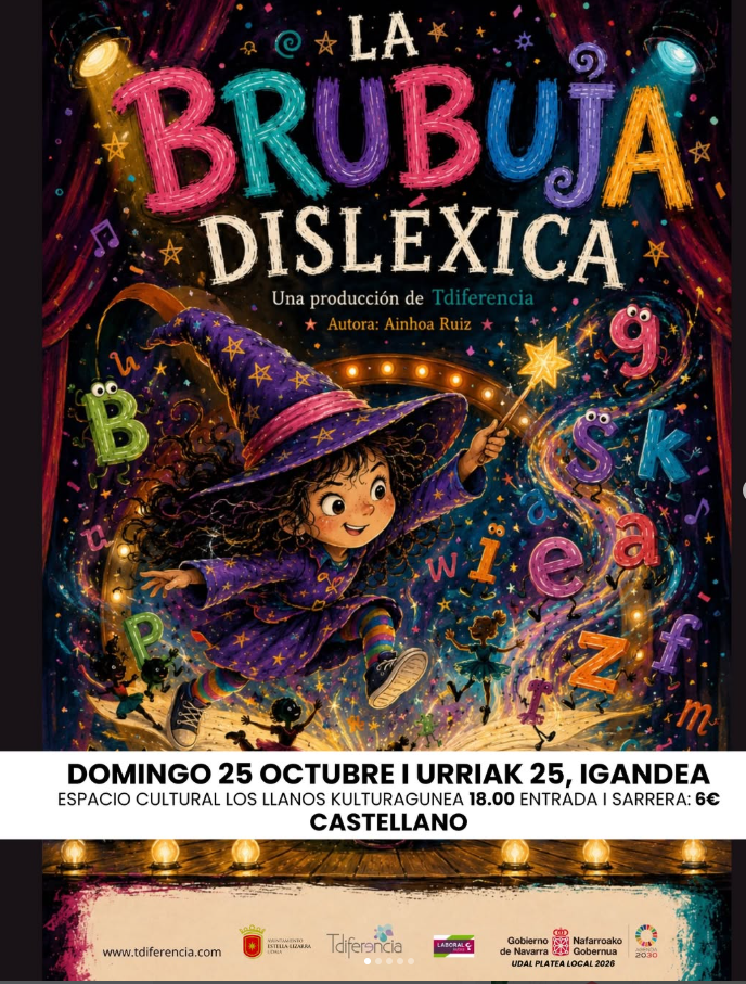 Cartel teatro infantil en el Espacio Cultural Los Llanos de Estella-Lizarra 25 de octubre