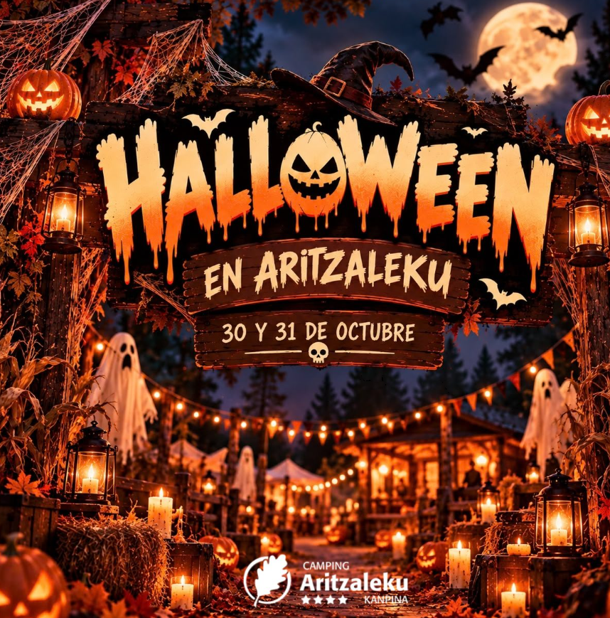 Cartel actividades de Halloween en Camping Aritzaleku