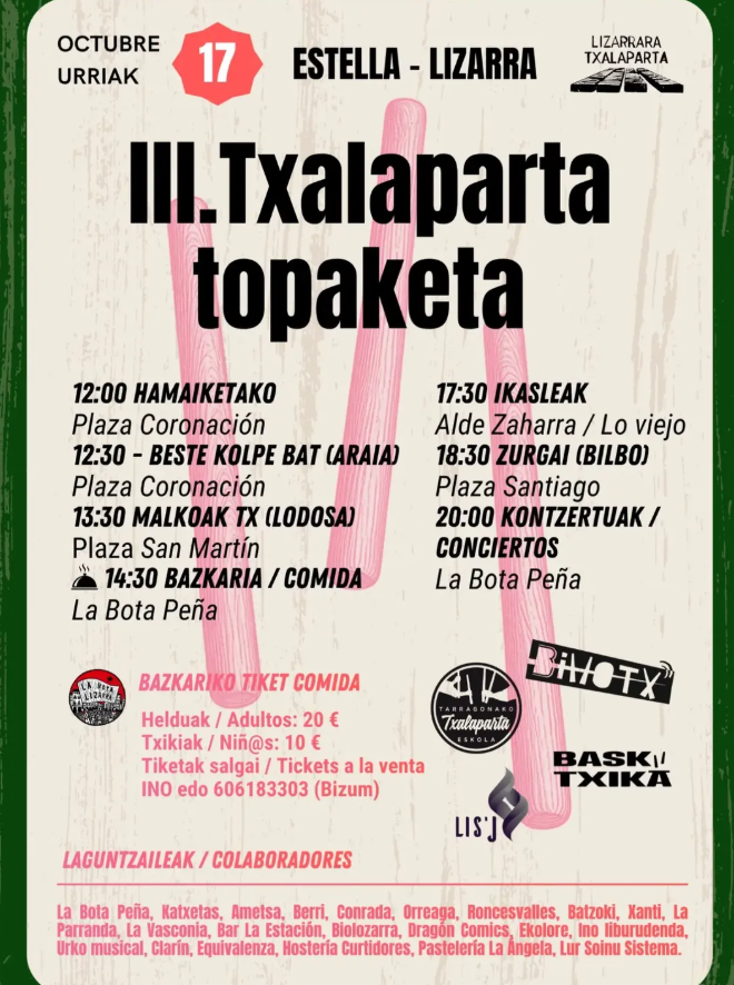 Cartel III Txalaparta Topaketa en Estella-Lizarra