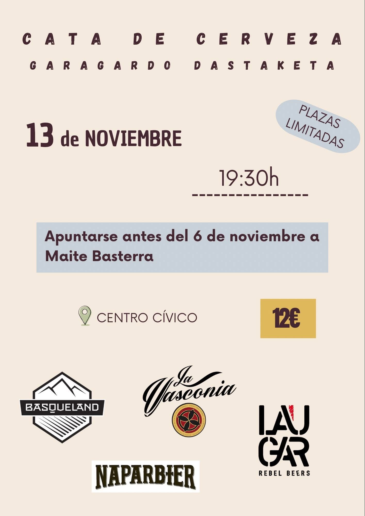 Cartel cata de cervezas de aniversario en Dicastillo el 13 de noviembre