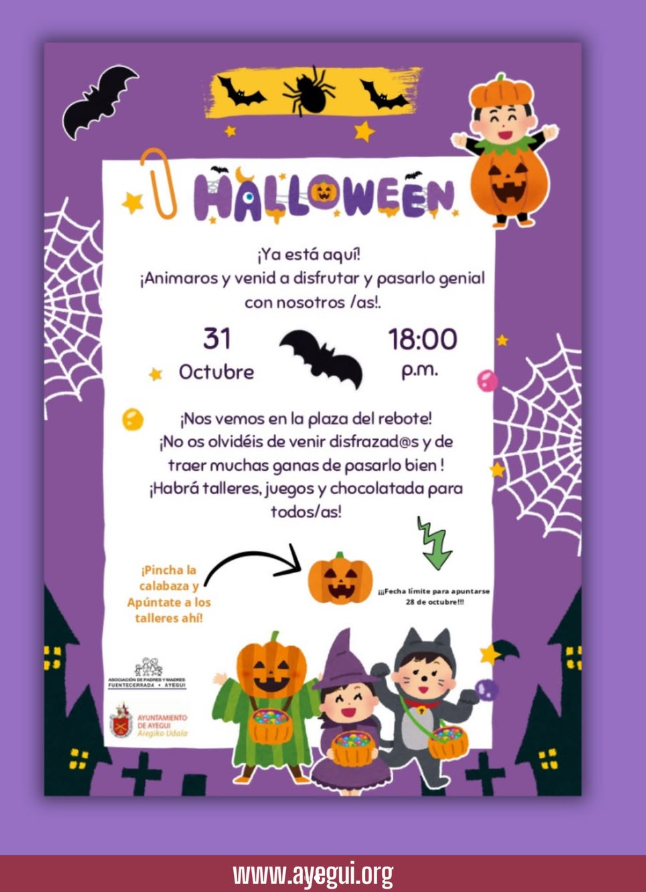 Cartel fiesta de Halloween en Ayegui