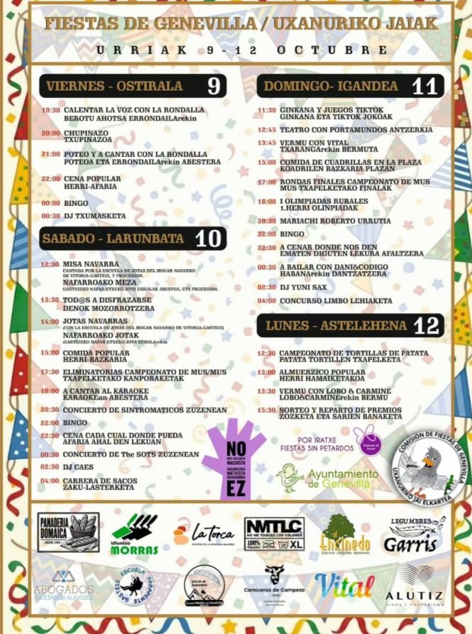 Cartel fiestas de Genevilla en octubre 2026
