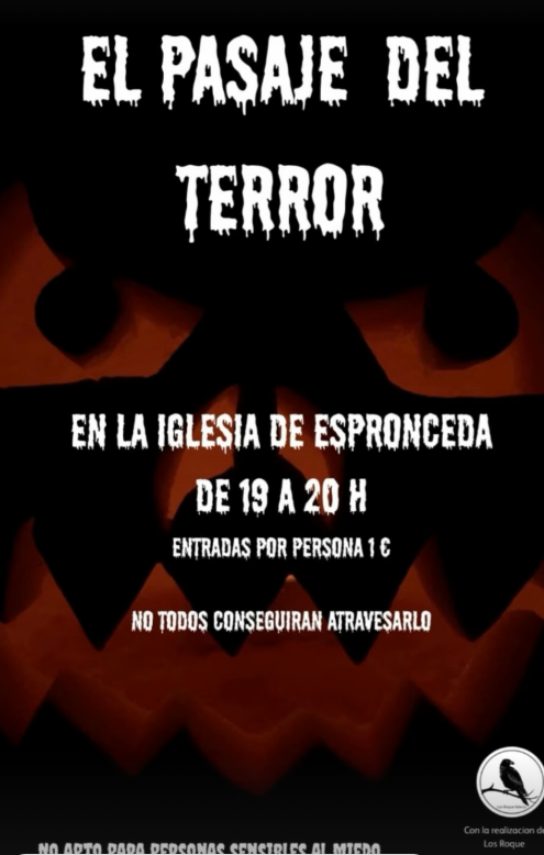Cartel pasaje del terror en la iglesia de Espronceda por Halloween
