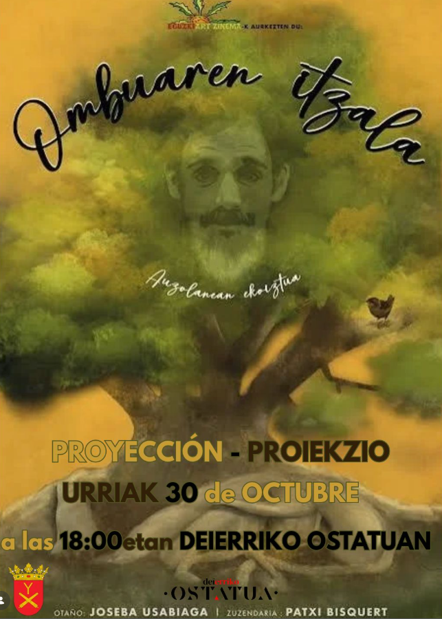Cartel proyección en euskera en Deierriko Ostatua