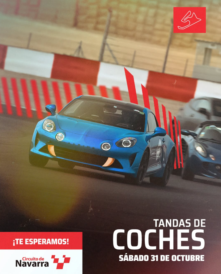 Cartel tandas de coches en el Circuito de Navarra en Los Arcos