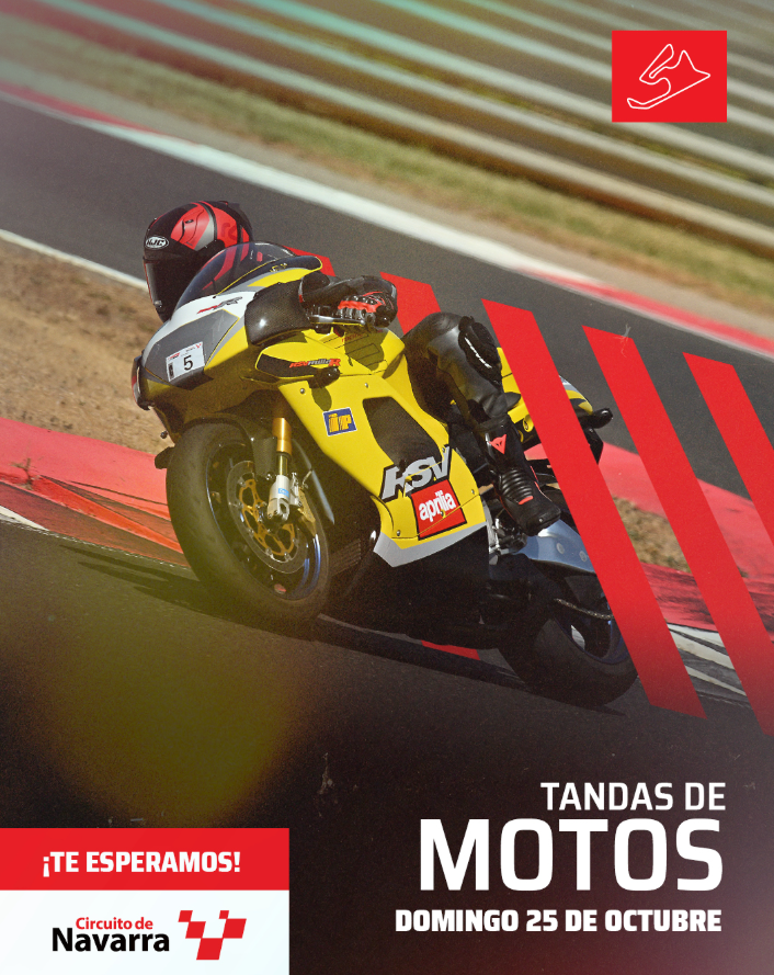 Cartel tandas de motos en el Circuito de Navarra