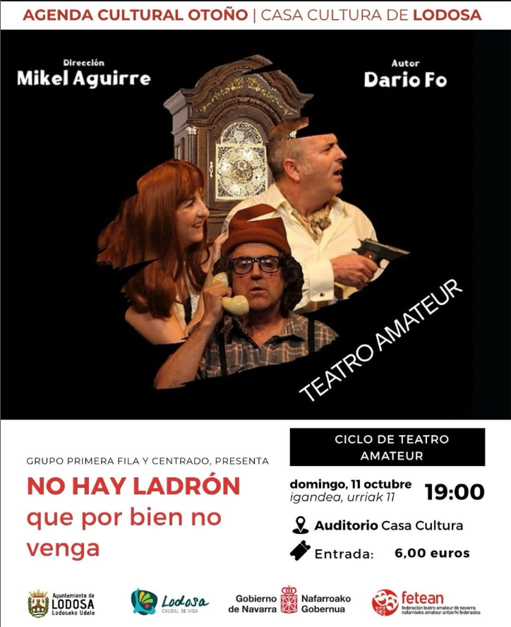 Cartel obra de teatro amateur en Lodosa domingo 11 de octubre