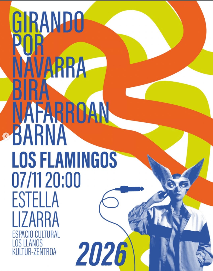 Cartel Girando por Navarra Los Flamingos en Estella-Lizarra