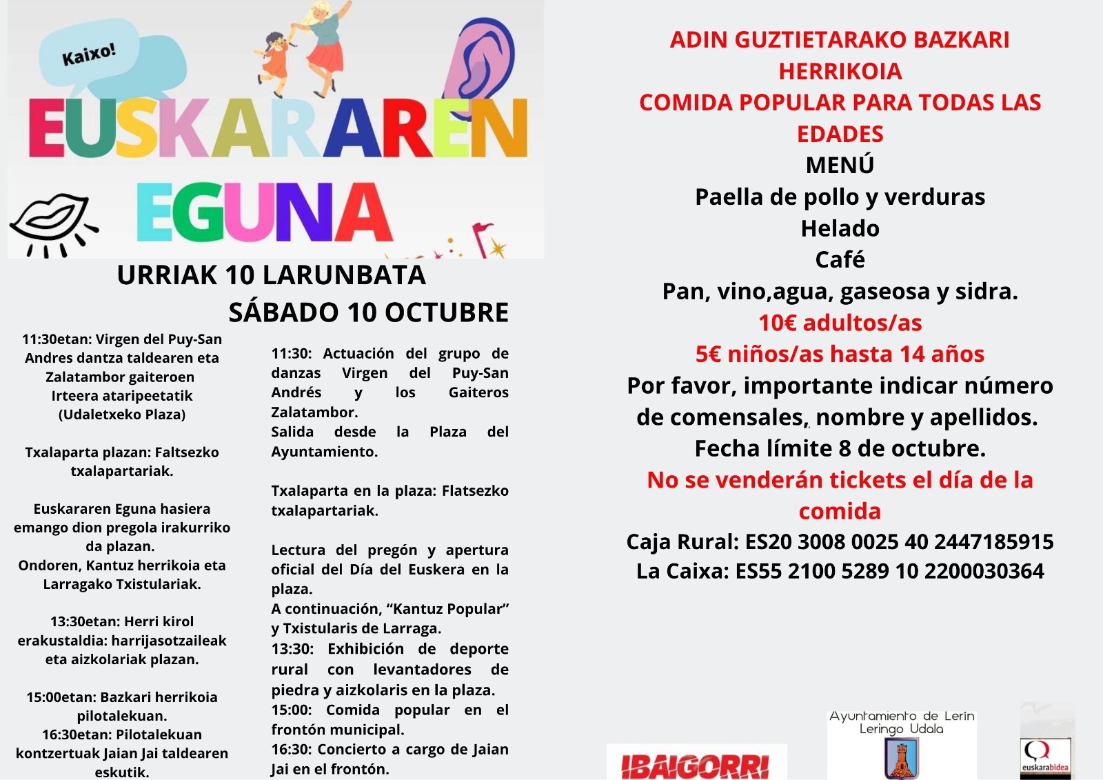 Cartel del Día del Euskera en Lerín