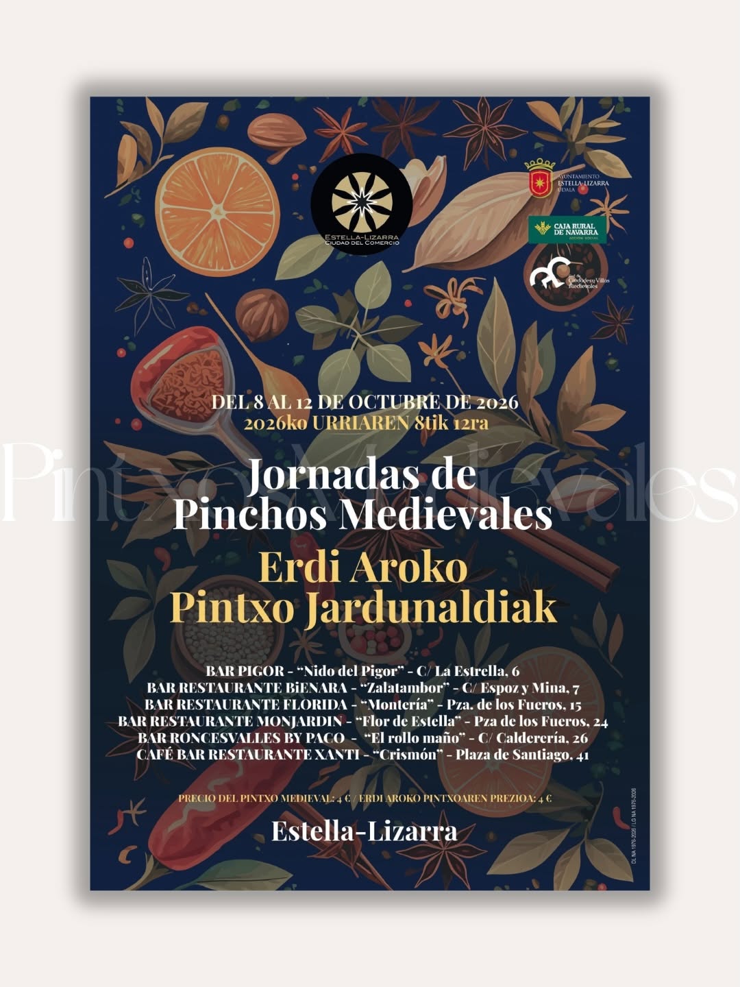 Cartel Jornadas Pinchos Medievales en Estella-Lizarra 2026