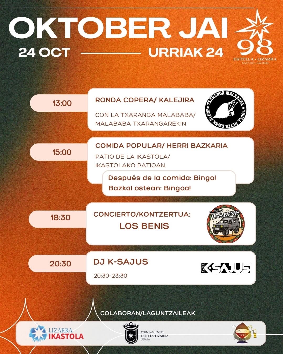 Cartel Oktober Jai en Estella-Lizarra