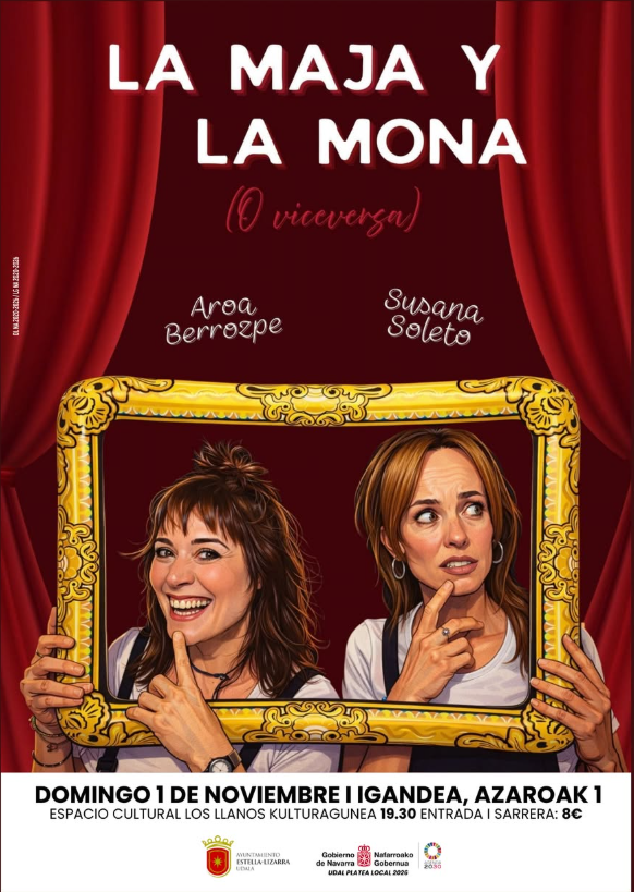 Cartel teatro "La Maja y la mona" en Estella-Lizarra